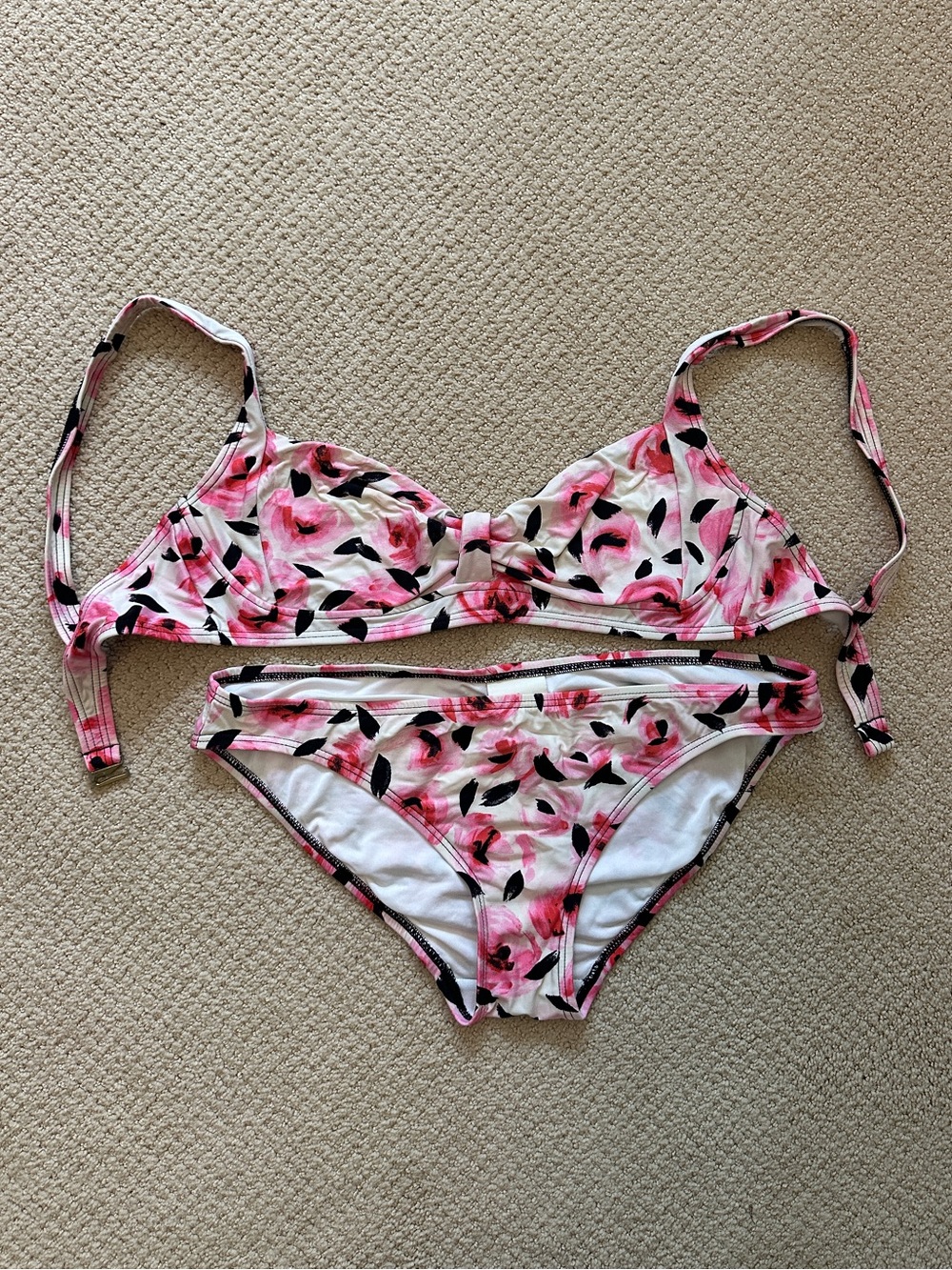 kate spade Pink Floral Bikini Top and Bottom Size Large